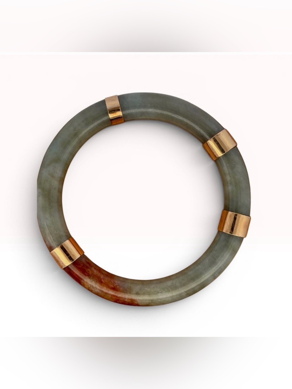 14K Gold Jadeite Jade Bangle
